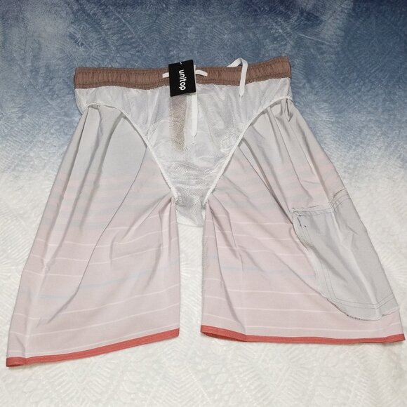 Men's unitop Swim Trunks Size 38 (See measurements) NWT-Tan/Coral/White/Blue. - Picture 8 of 8